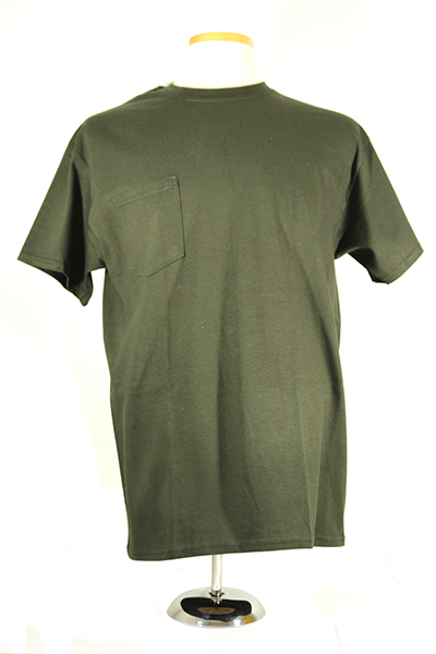 #2300 Heart shirt, Heart pacemaker friendly - short sleeve, cotton tshirt, right chest pocket, forest green